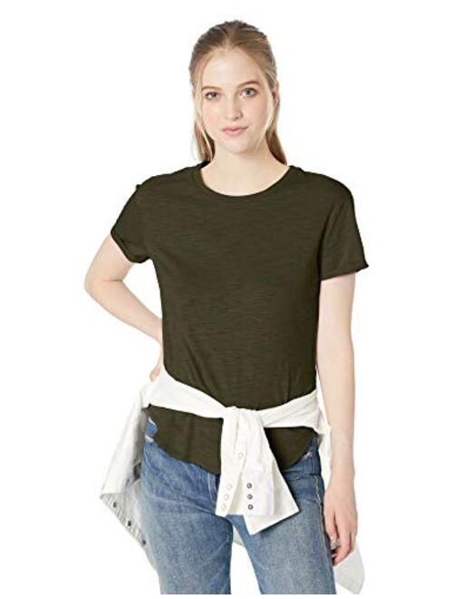 Amazon Brand - Daily Ritual Women's Lived-in Cotton Roll-Sleeve Crewneck T-Shirt