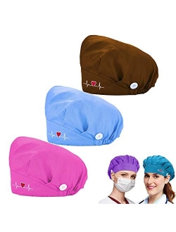 Adjustable Working Caps, Bouffant Hats with Buttons, Working Caps for Women Men - Head Cover Working Caps for Women