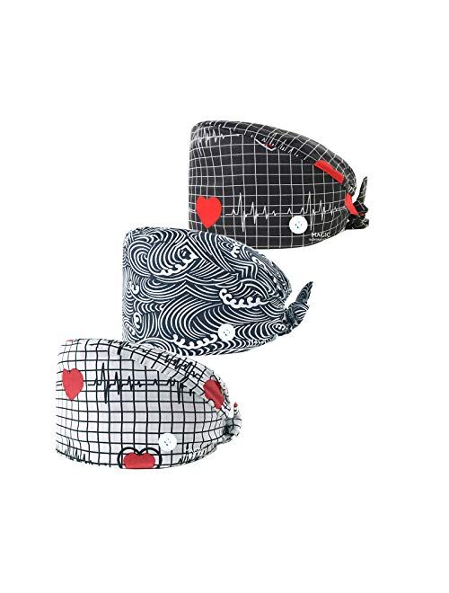 Adjustable Working Caps, Bouffant Hats with Buttons, Working Caps for Women Men - Head Cover Working Caps for Women