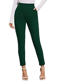 Yidarton Womens Cropped Pants Paper Bag Waist Self-tie Belted Pants Casual Trousers with Pockets