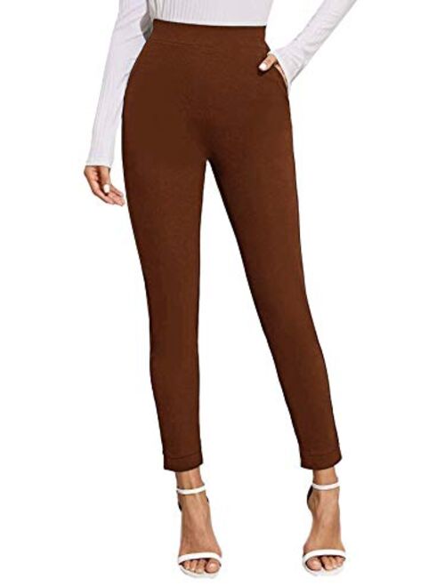 Floerns Yidarton Womens Cropped Pants Paper Bag Waist Self-tie Belted Pants Casual Trousers with Pockets