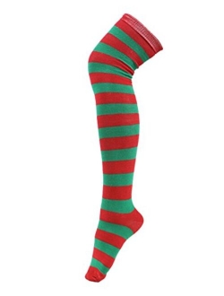 HDE Women's Extra Long Striped Socks Over Knee High Opaque Stockings