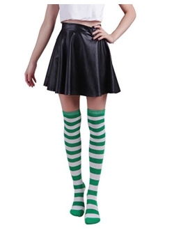 HDE Women's Extra Long Striped Socks Over Knee High Opaque Stockings