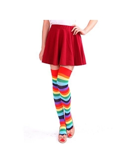 HDE Women's Extra Long Striped Socks Over Knee High Opaque Stockings