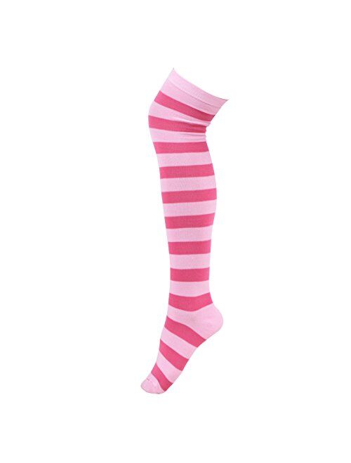 HDE Women's Extra Long Striped Socks Over Knee High Opaque Stockings