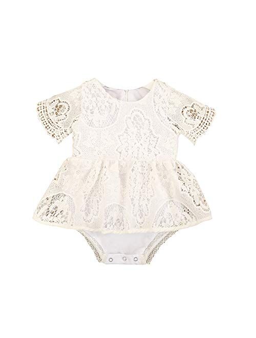 Multitrust Toddler Baby Girls Floral Print Ruffled Sleeve Onesies Romper Bodysuit Baby Summer Jumpsuit Onesie Outfits