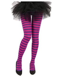 HDE Women's Striped Tights Opaque Microfiber Stockings Nylon Footed Pantyhose