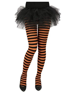 HDE Women's Striped Tights Opaque Microfiber Stockings Nylon Footed Pantyhose