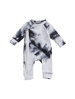 Newborn Baby Boy Girl Ribbed Tie Dye Cotton Romper Onesie One Piece Bodysuit Jumpsuit Baby Outfits