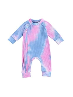 Newborn Baby Boy Girl Ribbed Tie Dye Cotton Romper Onesie One Piece Bodysuit Jumpsuit Baby Outfits