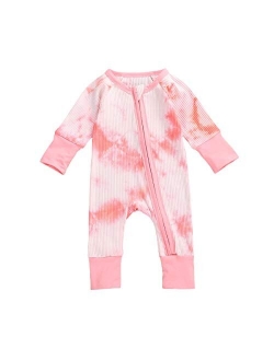 Newborn Baby Boy Girl Ribbed Tie Dye Cotton Romper Onesie One Piece Bodysuit Jumpsuit Baby Outfits