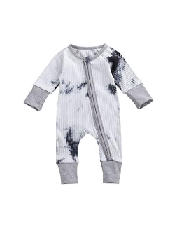 Newborn Baby Boy Girl Ribbed Tie Dye Cotton Romper Onesie One Piece Bodysuit Jumpsuit Baby Outfits