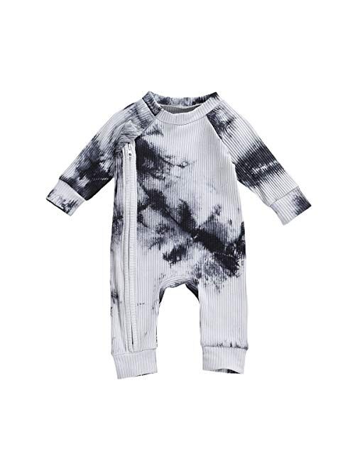 Multitrust Newborn Baby Boy Girl Ribbed Tie Dye Cotton Romper Onesie One Piece Bodysuit Jumpsuit Baby Outfits