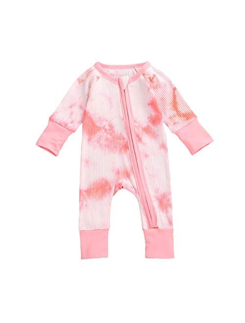 Multitrust Newborn Baby Boy Girl Ribbed Tie Dye Cotton Romper Onesie One Piece Bodysuit Jumpsuit Baby Outfits