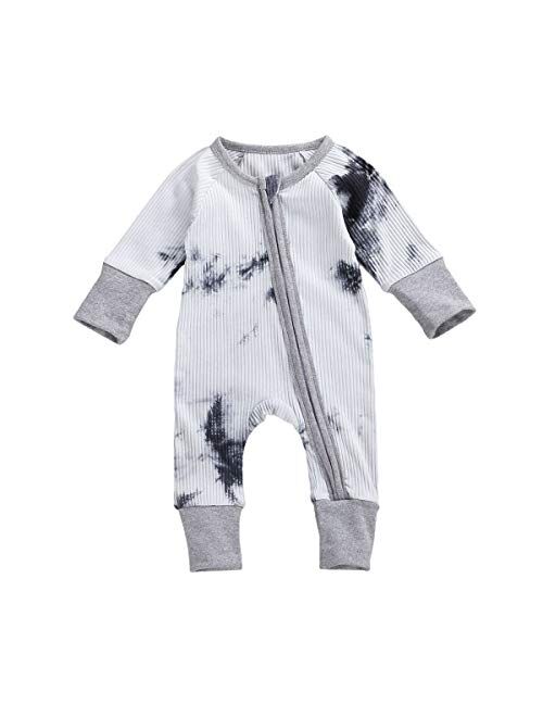 Multitrust Newborn Baby Boy Girl Ribbed Tie Dye Cotton Romper Onesie One Piece Bodysuit Jumpsuit Baby Outfits