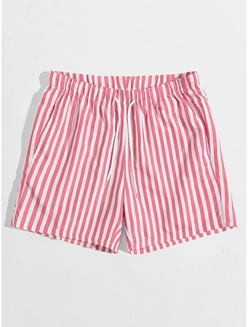 SHEIN Men Drawstring Elastic Waist Striped Shorts