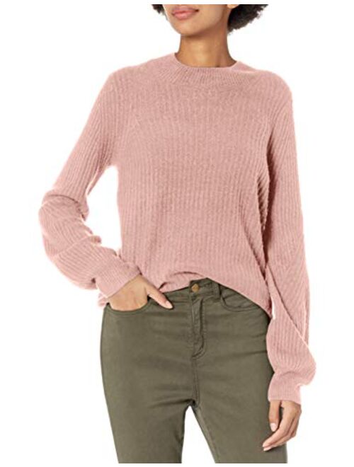 Amazon Brand - Daily Ritual Women's Mid-Gauge Stretch Balloon Sleeve Crewneck Pullover Sweater