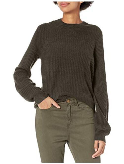 Amazon Brand - Daily Ritual Women's Mid-Gauge Stretch Balloon Sleeve Crewneck Pullover Sweater