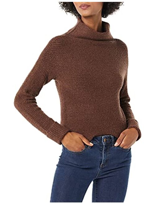 Amazon Brand - Daily Ritual Women's Cozy Boucle Horizontal Knit Long-Sleeve Mock Neck Sweater