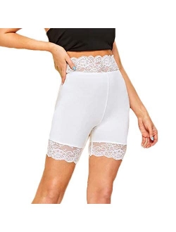 Women Lace Stretch Safty Panties Shorts Anti-Chafing Modal Legging Underwears for Women Girls