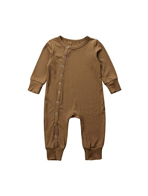 Multitrust Newborn Baby Girl Boy Organic Cotton Romper Pajamas Button Down Footless Bodysuit Jumpsuit