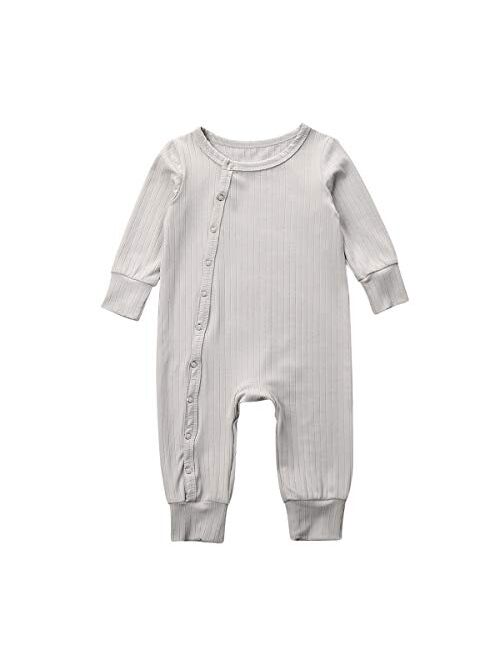 Multitrust Newborn Baby Girl Boy Organic Cotton Romper Pajamas Button Down Footless Bodysuit Jumpsuit