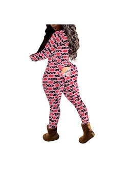 Women Sexy Deep V Neck Funny Onesie Pajamas with Butt Flap Button Down One Piece Jumpsuit Bodysuits