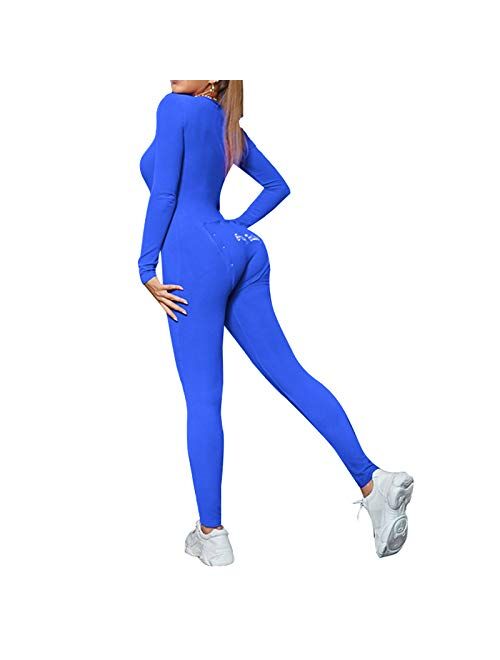 Multitrust Women Sexy Deep V Neck Funny Onesie Pajamas with Butt Flap Button Down One Piece Jumpsuit Bodysuits