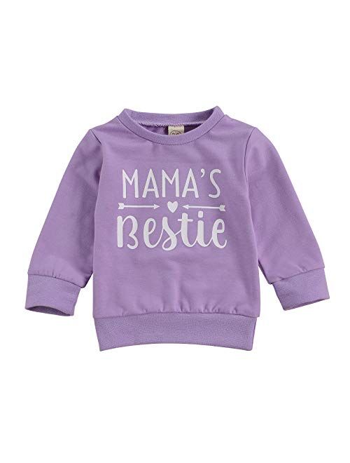 Multitrust Baby Girls Boys Funny Letter Long Sleeve Sweatshirts Casual Mamas Mini Girls Pullover Fall Winter Clothes