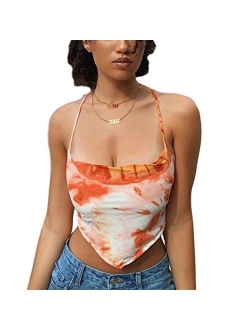 Sexy Women Lack V Neck Strappy Crop Tank Tops Camisole Y2k Tops Patchwork Backless Streetwear Crop Cami Shirts