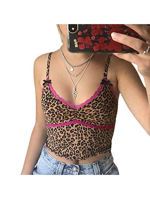 Multitrust Sexy Women Lack V Neck Strappy Crop Tank Tops Camisole Y2k Tops Patchwork Backless Streetwear Crop Cami Shirts