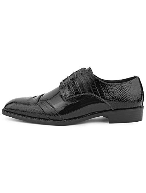 Buy Bolano Bandit Men's Oxford Dress Shoes - Croc Folded Cap Toe Formal ...