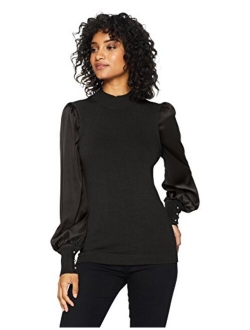 Women's Satin-Sleeve Sweater Top