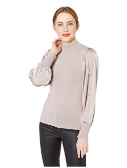 Women's Satin-Sleeve Sweater Top