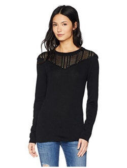 Women's Pointelle Inset Sweater