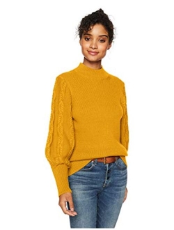 Women's Cable Sleeve Ribbed Sweater