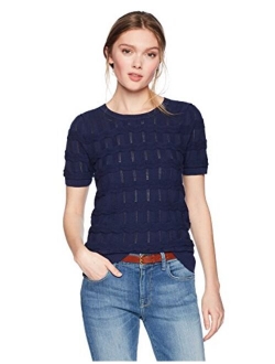 Women's Ripple Stitch Short Sleeve Sweater