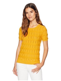 Women's Ripple Stitch Short Sleeve Sweater