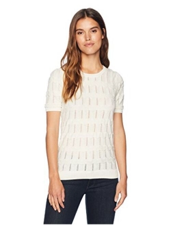 Women's Ripple Stitch Short Sleeve Sweater