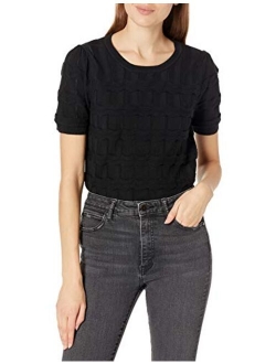 Women's Ripple Stitch Short Sleeve Sweater