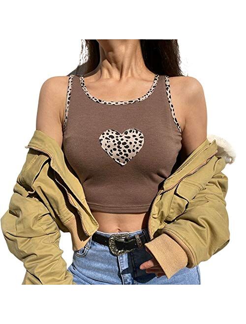 Multitrust Sexy Women Y2K Gothic Sleeveless Tank Tops Vest Spliced Lace Up E-Girl Crop Tee Top Streetwear