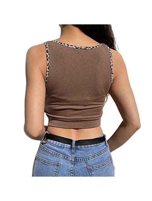 Multitrust Sexy Women Y2K Gothic Sleeveless Tank Tops Vest Spliced Lace Up E-Girl Crop Tee Top Streetwear