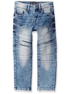 Boys' Little Slim Stretch Biker/Moto Denim Pants