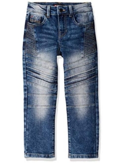 Boys' Little Slim Stretch Biker/Moto Denim Pants