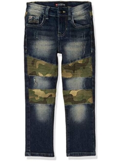 Boys' Little Slim Stretch Biker/Moto Denim Pants