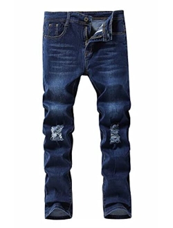 Boy's Slim Skinny Fit Distressed Moto Biker Jeans Destroyed Boy Jeans Pants