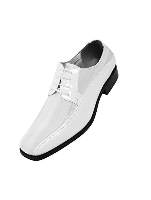 Viotti 179 - Mens Shoes - Oxford Shoes for Men - Mens Casual Dress Shoes, Wedding Shoes Striped Satin, Patent Tuxedo - Dress Shoes for Men; Color: