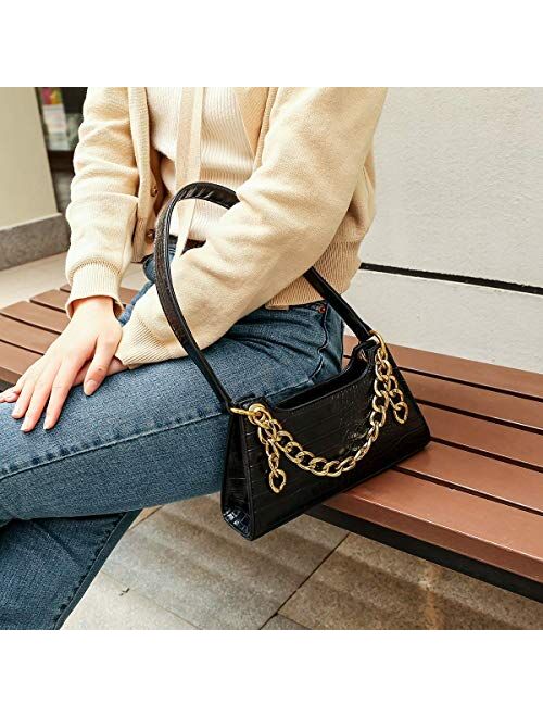 Gophralove Small Women Shoulder Cellphone Purse and Handbag Wallet with Chain Decoration PU Leather Fashionable Clutch Purse