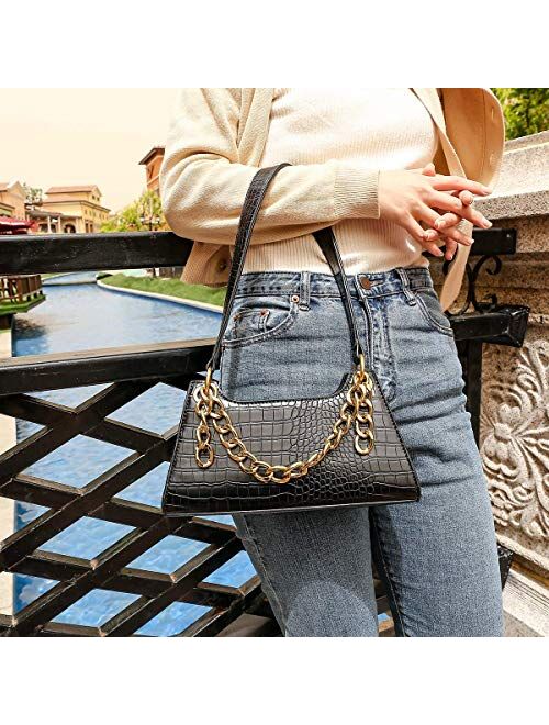 Gophralove Small Women Shoulder Cellphone Purse and Handbag Wallet with Chain Decoration PU Leather Fashionable Clutch Purse