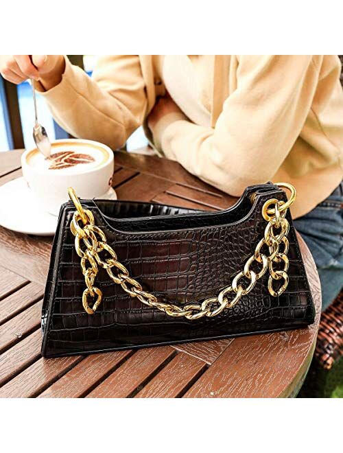 Gophralove Small Women Shoulder Cellphone Purse and Handbag Wallet with Chain Decoration PU Leather Fashionable Clutch Purse